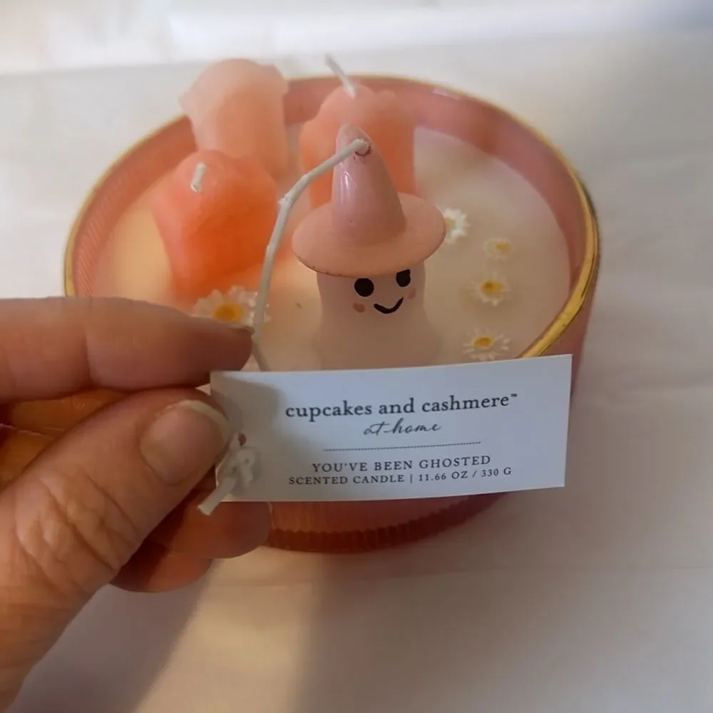 CUPCAKE & CASHMERE Pink Halloween Ghost Candle You've Been Ghosted